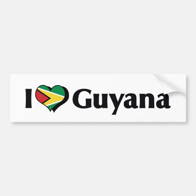 I Love Guyana Flag Bumper Sticker (Front)