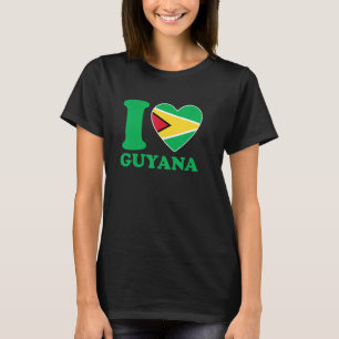 I Love Guyana Heart Flag Quote T-Shirt