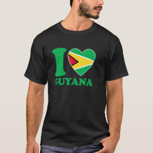 I Love Guyana Heart Flag  Quote T-Shirt