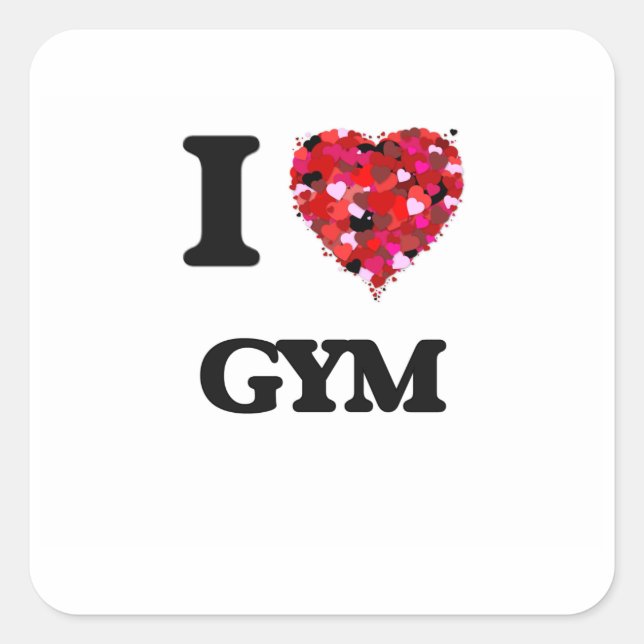 I Love Gym Square Sticker (Front)