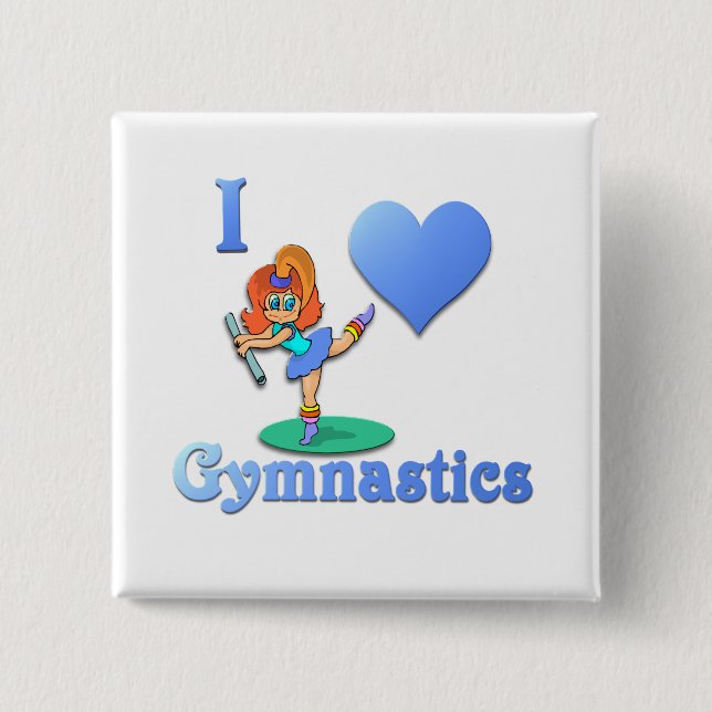i love Gymnastics #1 15 Cm Square Badge (Front)