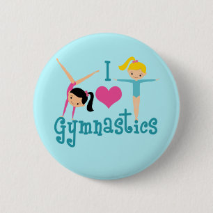 I Love Gymnastics 6 Cm Round Badge