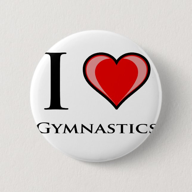 I Love Gymnastics 6 Cm Round Badge (Front)