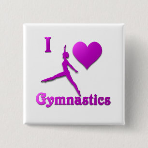 i love gymnastics #8 15 cm square badge