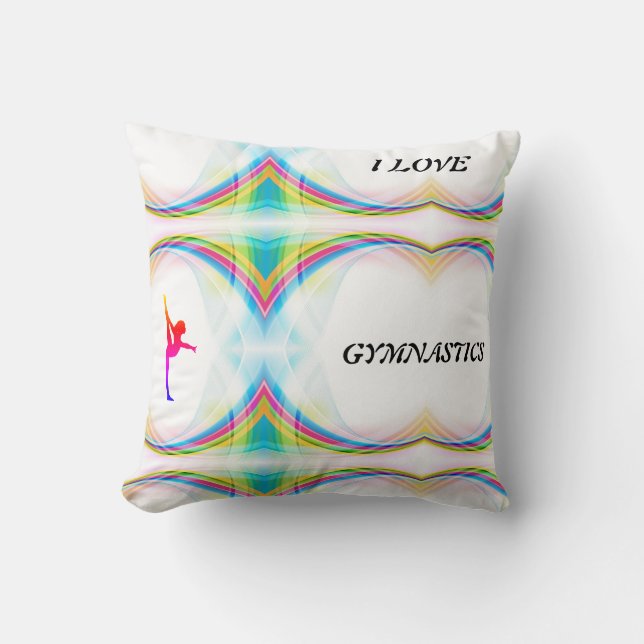 I Love Gymnastics Abstract Colourful Pillow (Front)