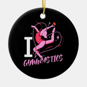 I Love Gymnastics Ceramic Ornament