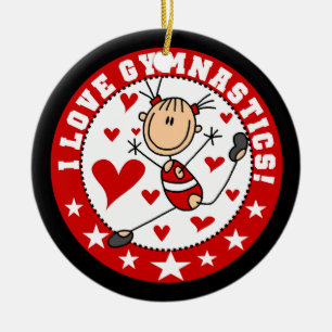 I Love Gymnastics Ceramic Ornament