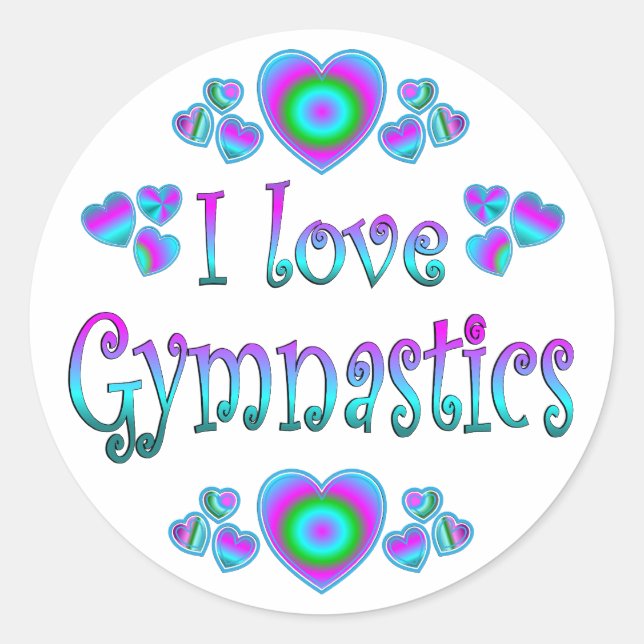 I Love Gymnastics Classic Round Sticker (Front)