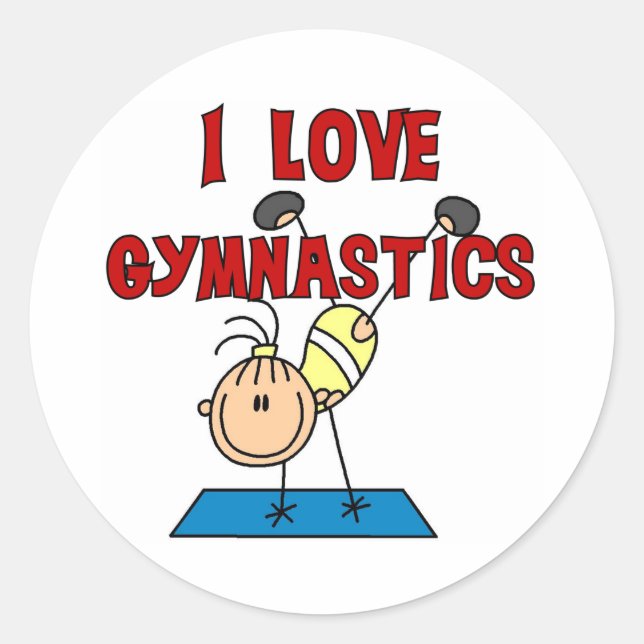 I Love Gymnastics Classic Round Sticker (Front)