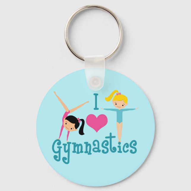 I Love Gymnastics Cute Gymnast Key Ring (Front)