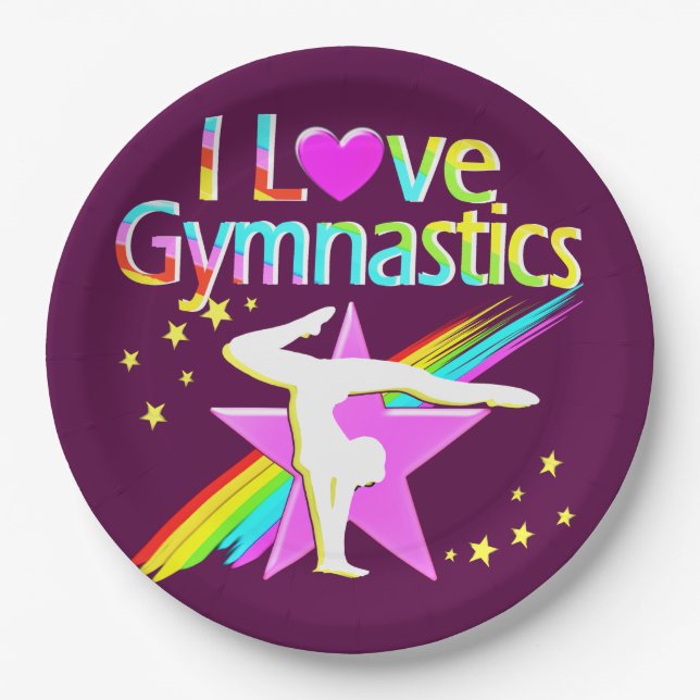 I LOVE GYMNASTICS FOREVER PAPER PLATES (Front)