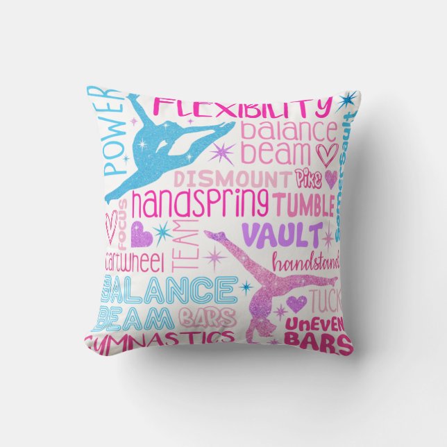 I love Gymnastics-girls pink, purple and blue Pape Cushion (Front)