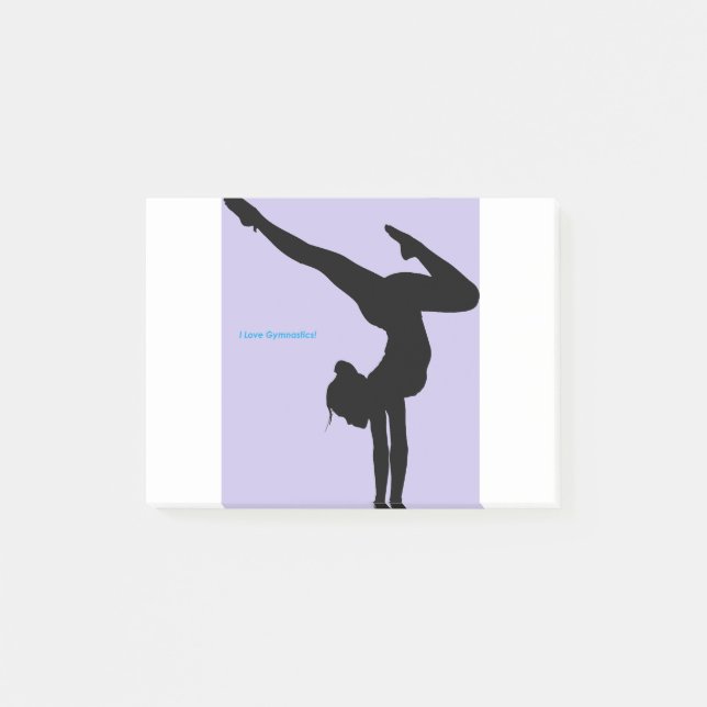 I Love Gymnastics- Gymnast with Lilac Background Post-it Notes (Front)