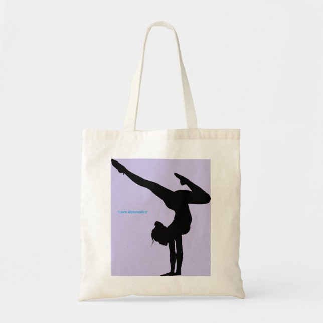 I Love Gymnastics- Gymnast with Lilac Background Tote Bag (Front)