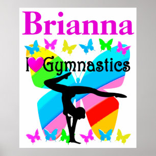 I LOVE GYMNASTICS PERSONALIZED BUTTERFLY POSTER