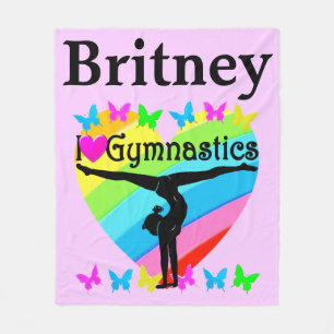 I LOVE GYMNASTICS PERSONALIZED GYMNAST BLANKET