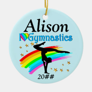 I LOVE GYMNASTICS PERSONALIZED ORNAMENT