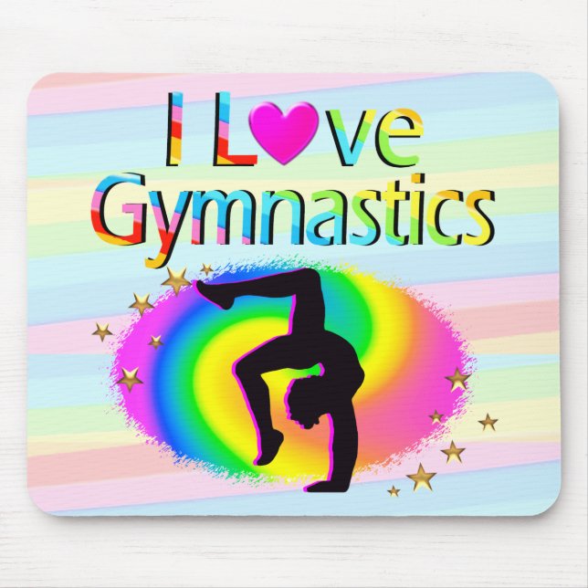 I LOVE GYMNASTICS RAINBOW MOUSE PAD (Front)