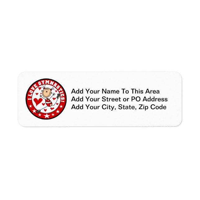 I Love Gymnastics Return Address Label (Front)