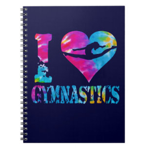 I Love Gymnastics Tie Dye Notebook