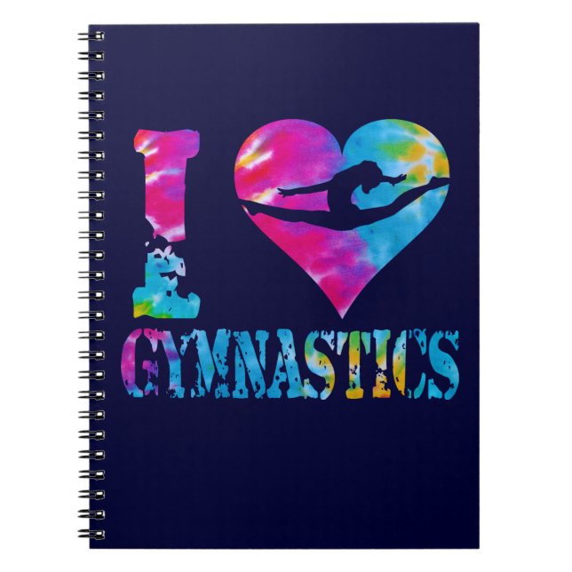 I Love Gymnastics Tie Dye Notebook (Front)