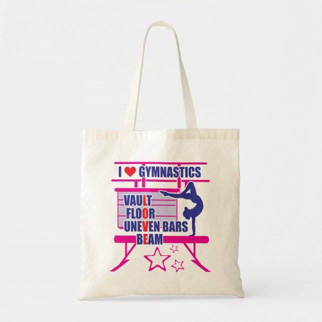 I Love Gymnastics Tote Bag (Front)