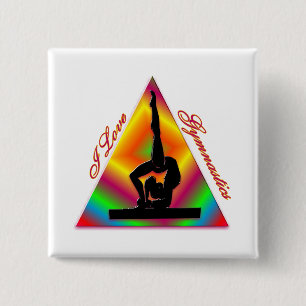I Love Gymnastics triangle #4 15 Cm Square Badge