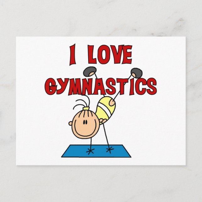 I Love Gymnastics Tshirts and Gifts Postcard (Front)