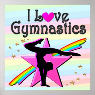 I LOVE GYMNASTICS TUMBLING QUEEN DESIGN POSTER