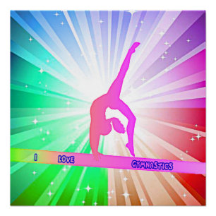 "I LOVE GYMNASTICS" with Gymnast on Beam    Poster