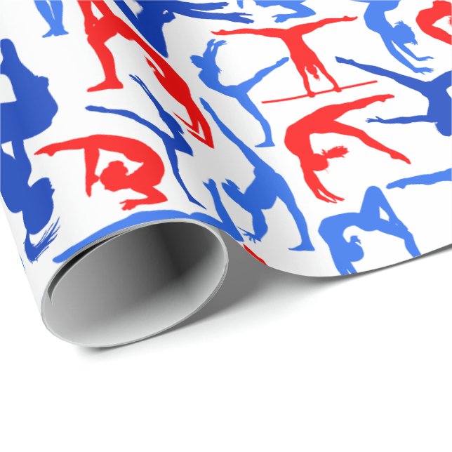 I LOVE Gymnastics Wrapping Paper Red, White & Blue (Roll Corner)