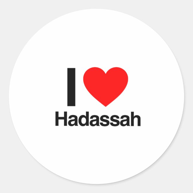 i love hadassah classic round sticker (Front)