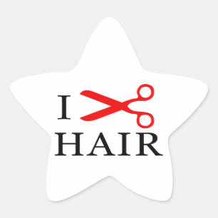 I Love Hair, I Cut Hair, I love Barbers, I Love Star Sticker