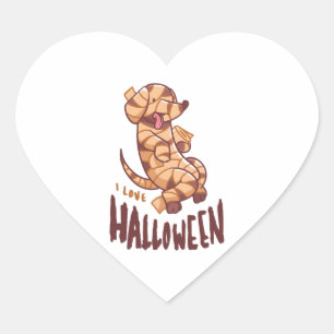 I Love Halloween - Dog Mummy Heart Sticker