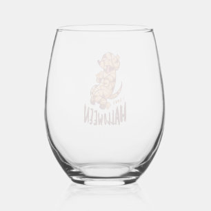 I Love Halloween - Dog Mummy Stemless Wine Glass