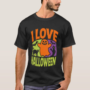 I Love Halloween Ghostly Cats Bats Fun T-Shirt