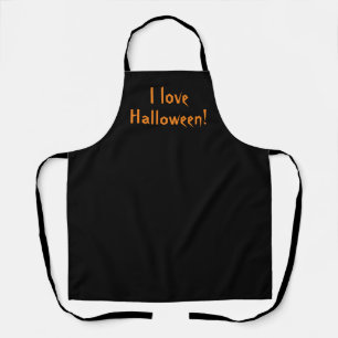 I Love Halloween Orange on Black Apron
