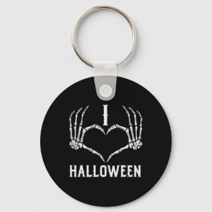 I Love Halloween Skeleton Hands Heart Cute Women G Key Ring