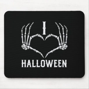 I Love Halloween Skeleton Hands Heart Cute Women G Mouse Pad