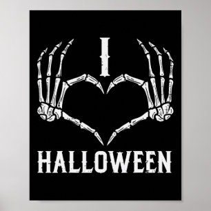 I Love Halloween Skeleton Hands Heart Cute Women G Poster