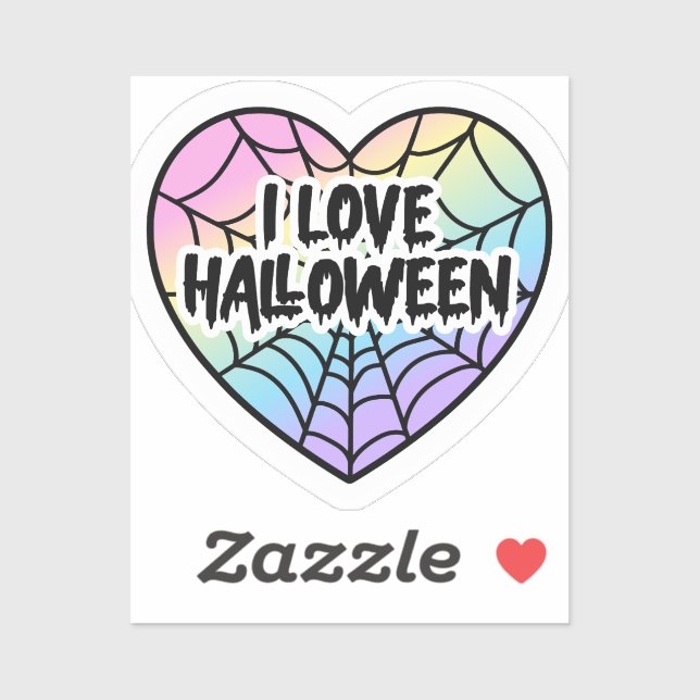 I Love Halloween Spider Web Heart Sticker Pastel  (Sheet)