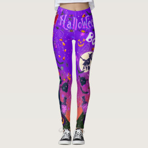 I Love Halloween Spooky Witch Purple Leggings