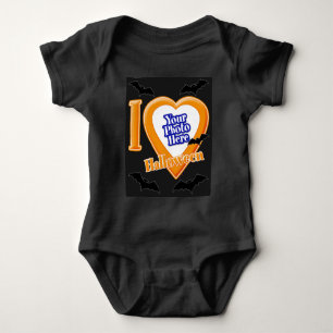 I Love Halloween With Your Photo With Bats Baby Bodysuit