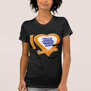 I Love Halloween With Your Photo With Bats T-Shirt
