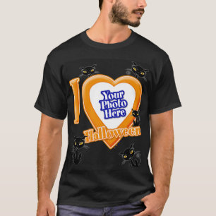 I Love Halloween With Your Photo With Black Cats T-Shirt