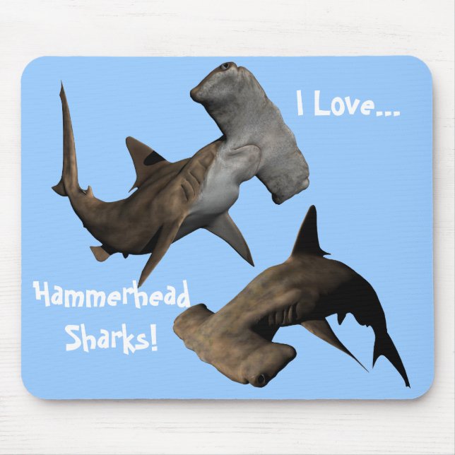 I Love...Hammerhead Sharks! ... Mousepad, Animals Mouse Pad (Front)
