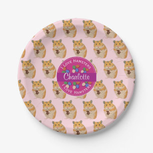 I love Hamsters Girls Pink Easter Pattern Paper Plate