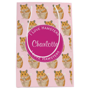 I love Hamsters Pink Hamster Pattern Medium Gift Bag