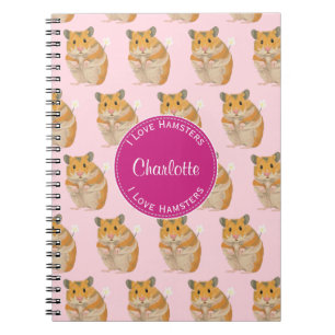 I love Hamsters Pink Hamster Pattern Notebook