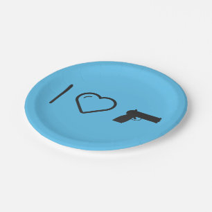 I Love Hand Guns Paper Plate